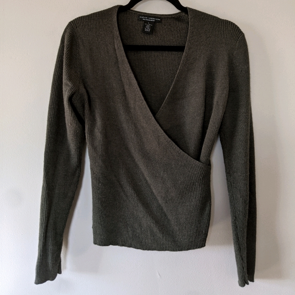 Sarah Spencer Italian Merino Wool Wrap Sweater
